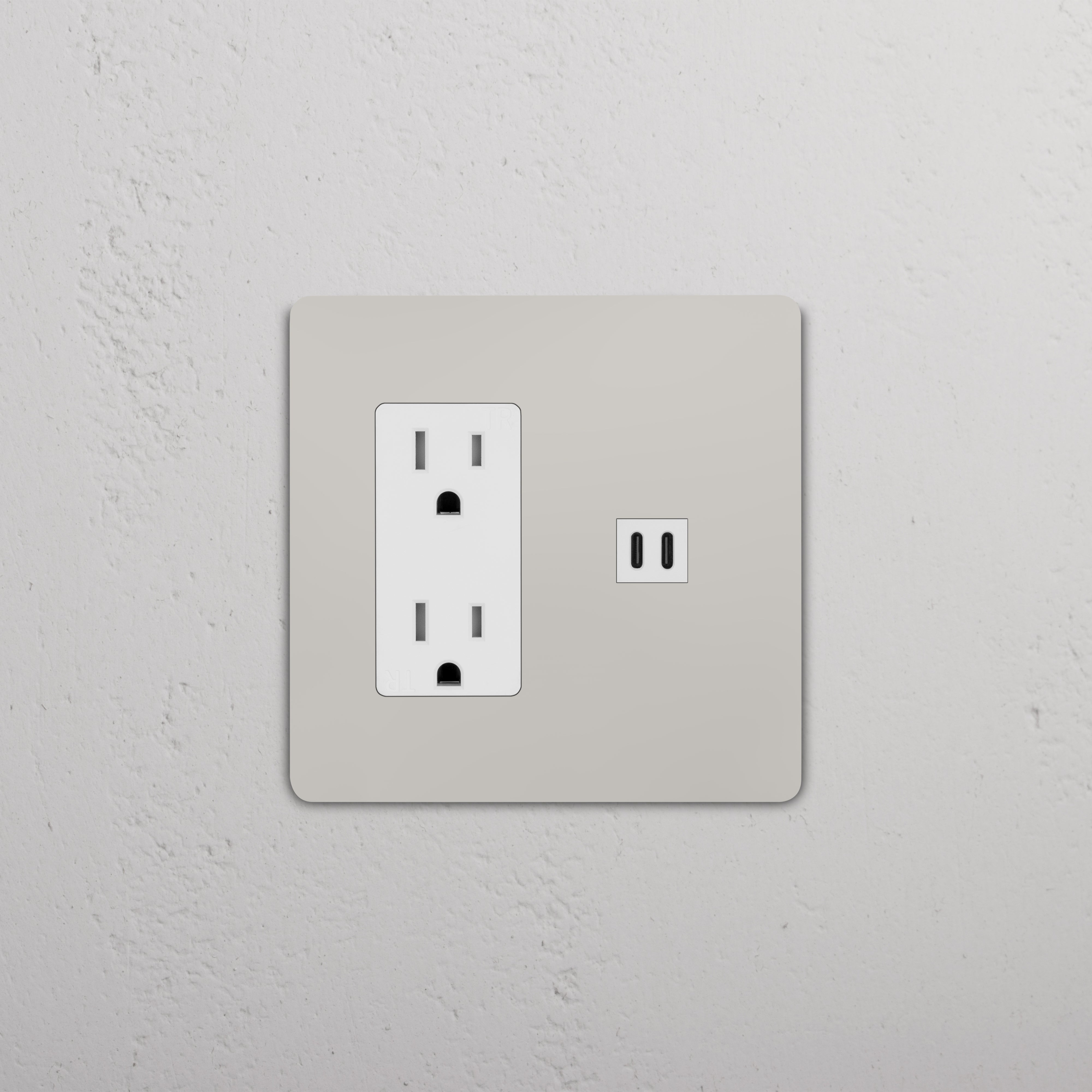 Grove 2G Outlet & Fast Charge USB in Polished Nickel White with two sockets and a USB port on a white wall.