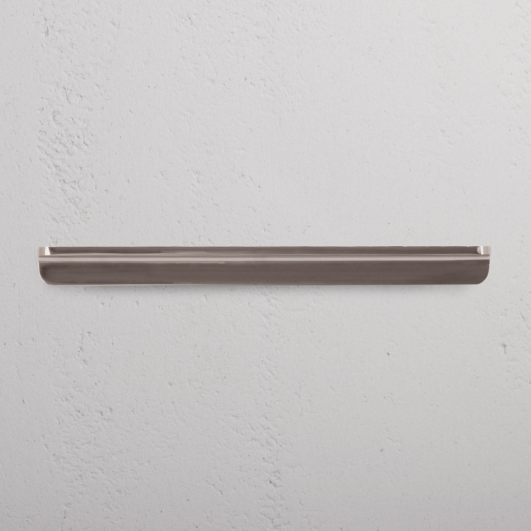 Medium-sized Oxford Furniture Handle in polished nickel, featuring a sleek, modern rectangular design.