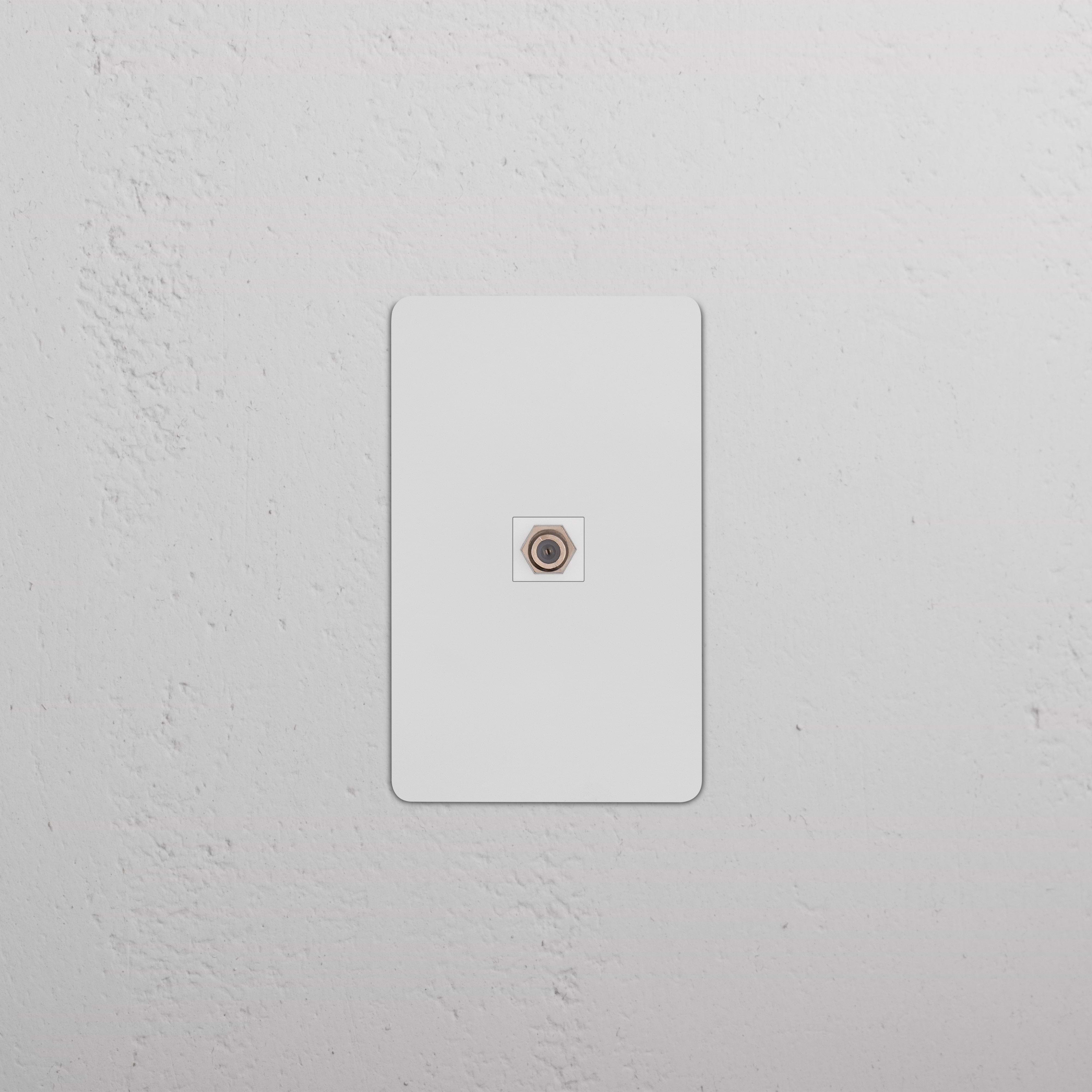 Kew 1G Satellite Keystone – Paintable white keystone outlet plate for satellite cable connections.