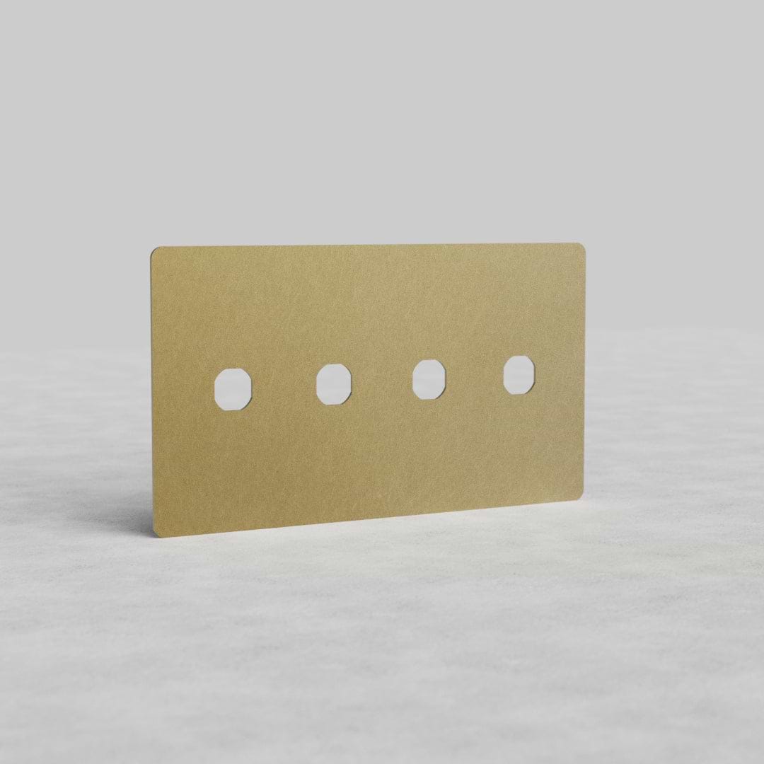 4G Switch Plate Kew US in Antique Brass with four rectangular switch apertures in a horizontal row.