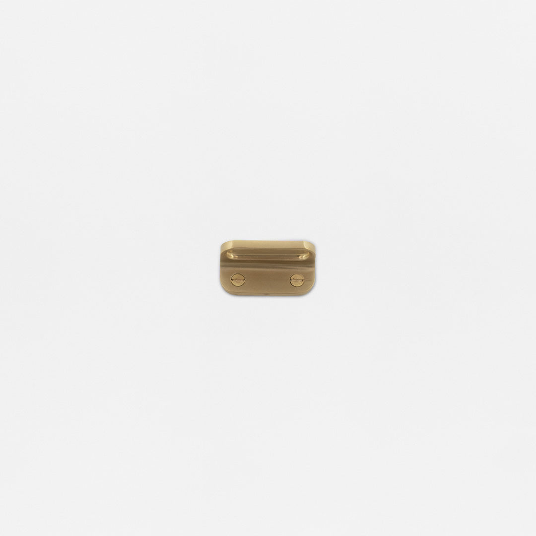 Belmont Single Hung Window Lift in antique brass finish, rectangular with two screws on a white background.