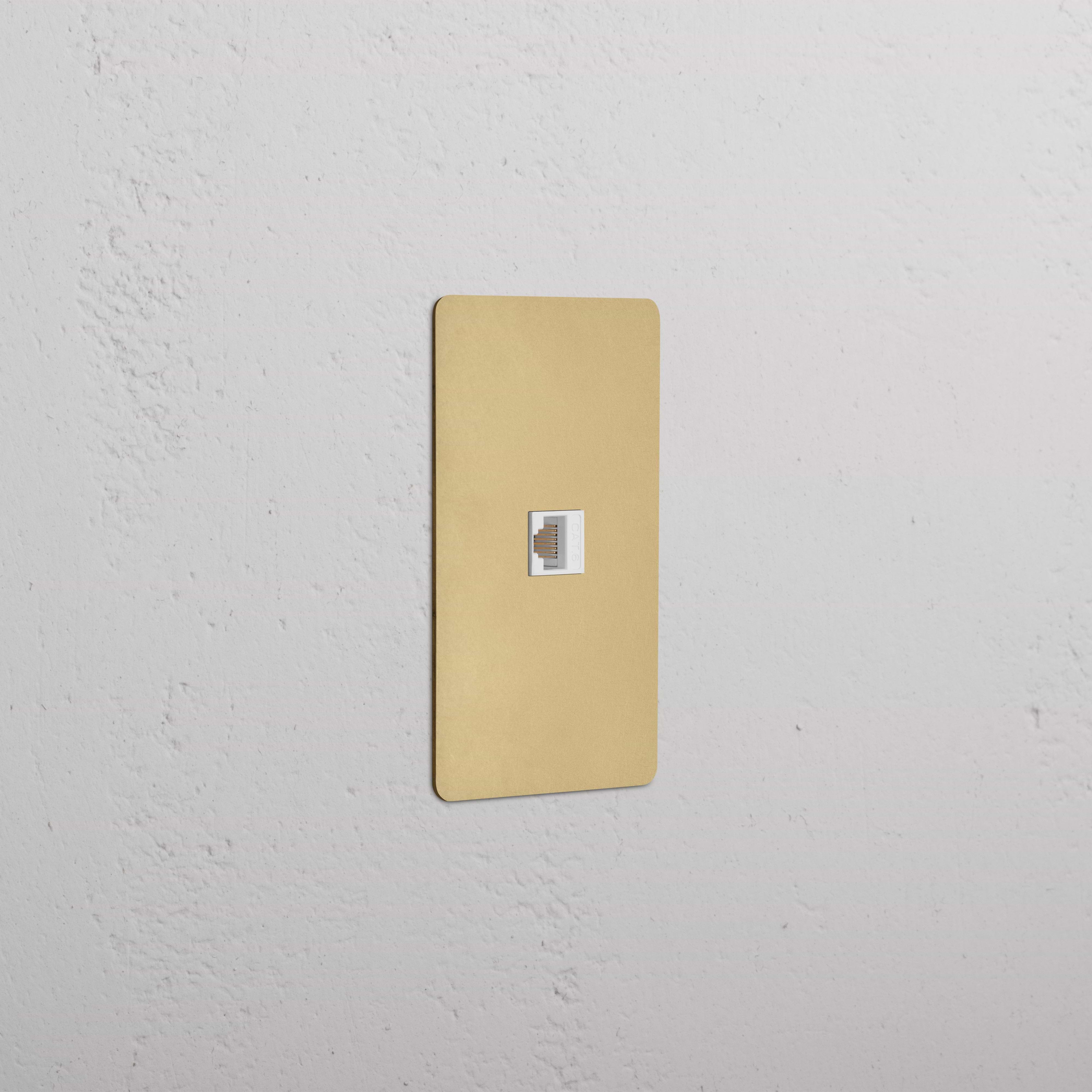 Kew 1G CAT 6 Keystone in Antique Brass White, single Ethernet port module for structured cabling systems.