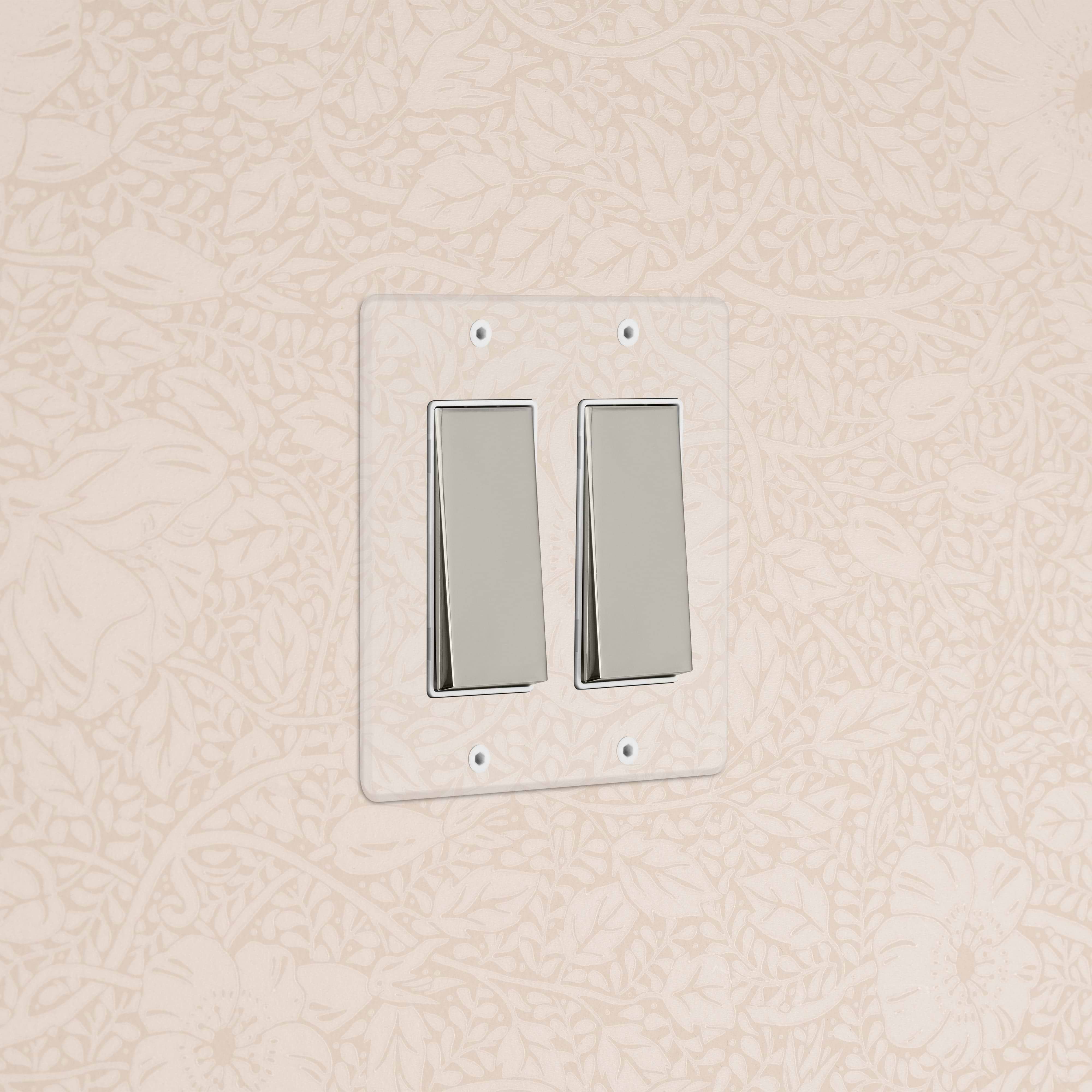 Kew 2G Rocker Switch - Clear Polished Nickel White
