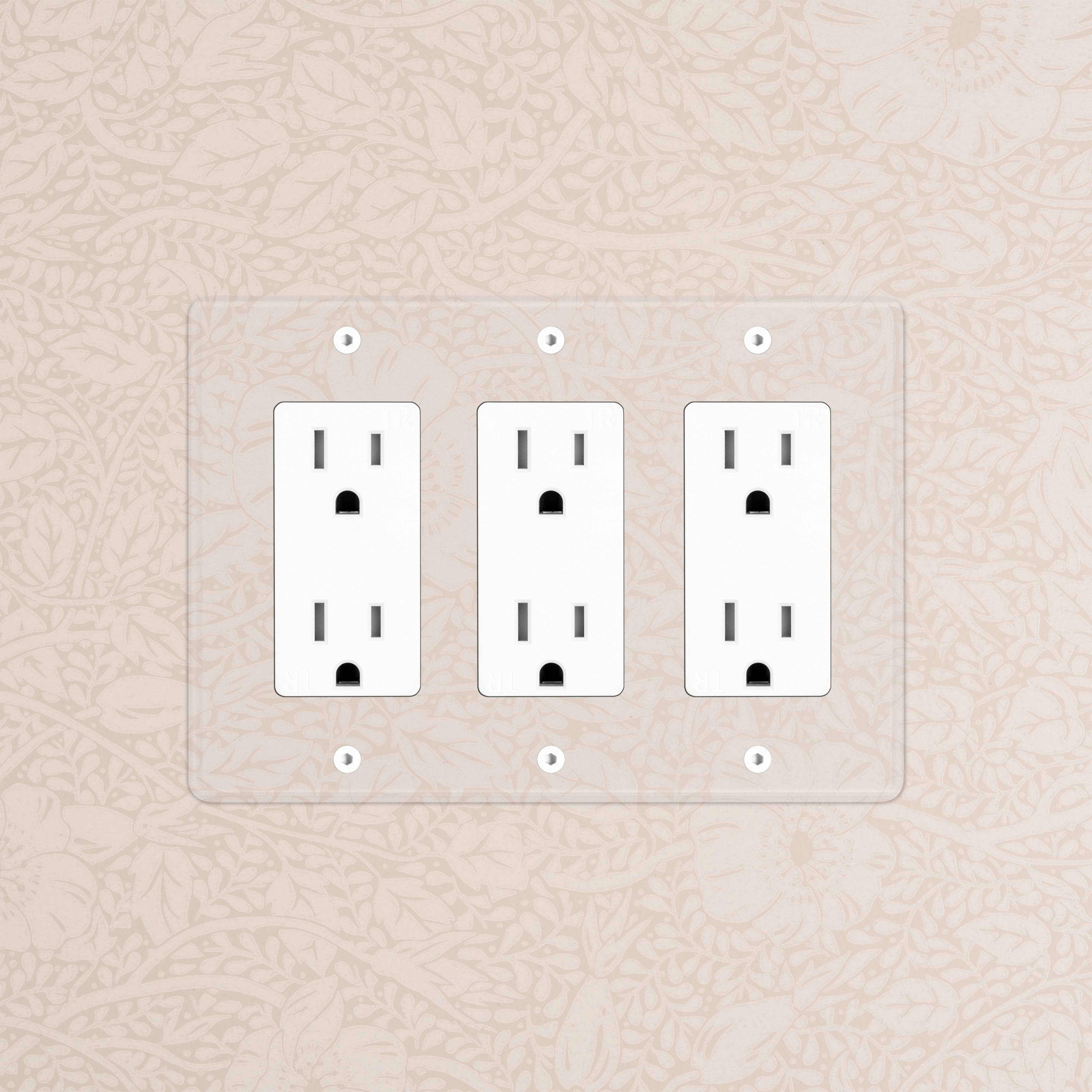 Kew 3G Outlet in Clear White finish, triple wall power socket with sleek design.
