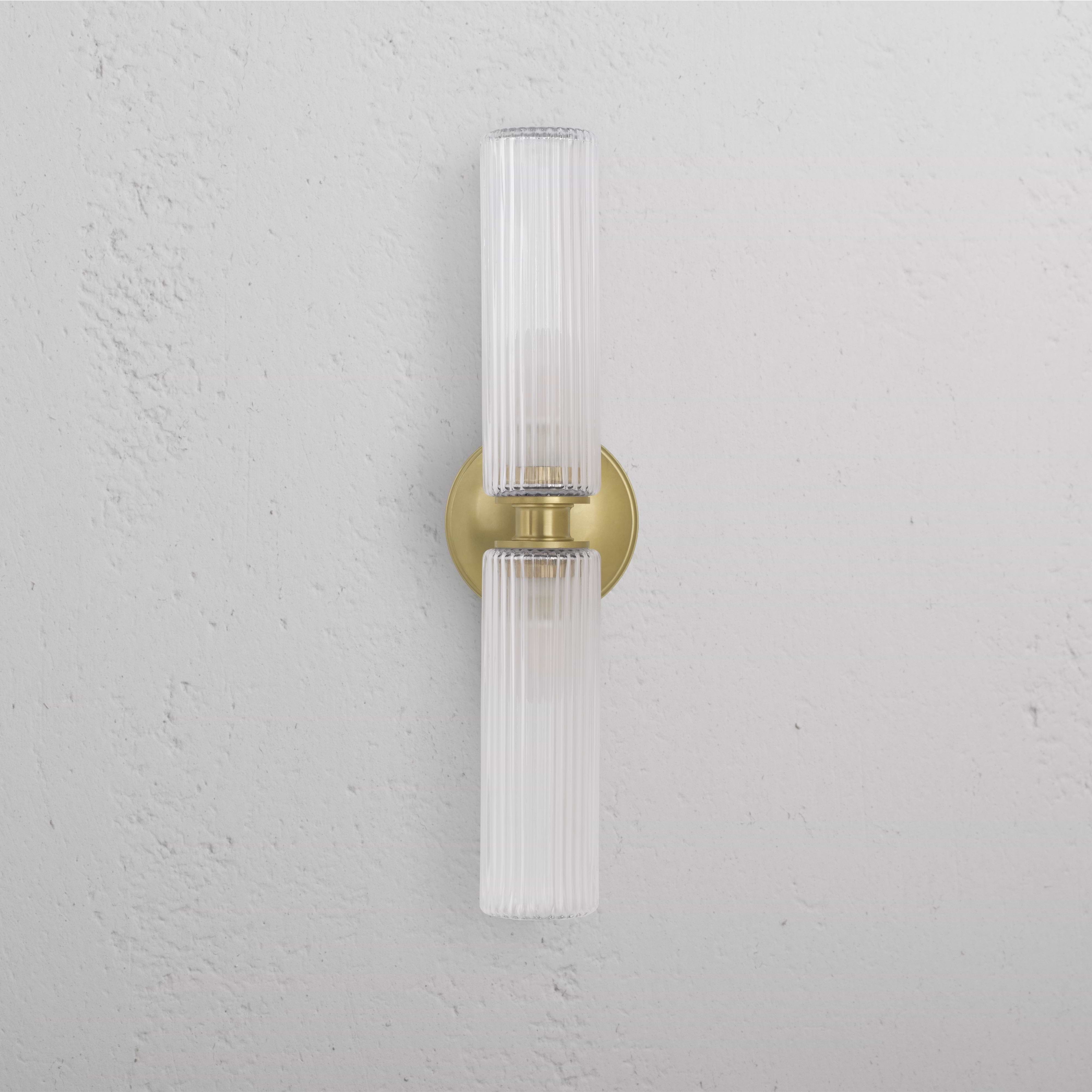 Claremont Medium Wall Light Fluted Glass - Antique Brass