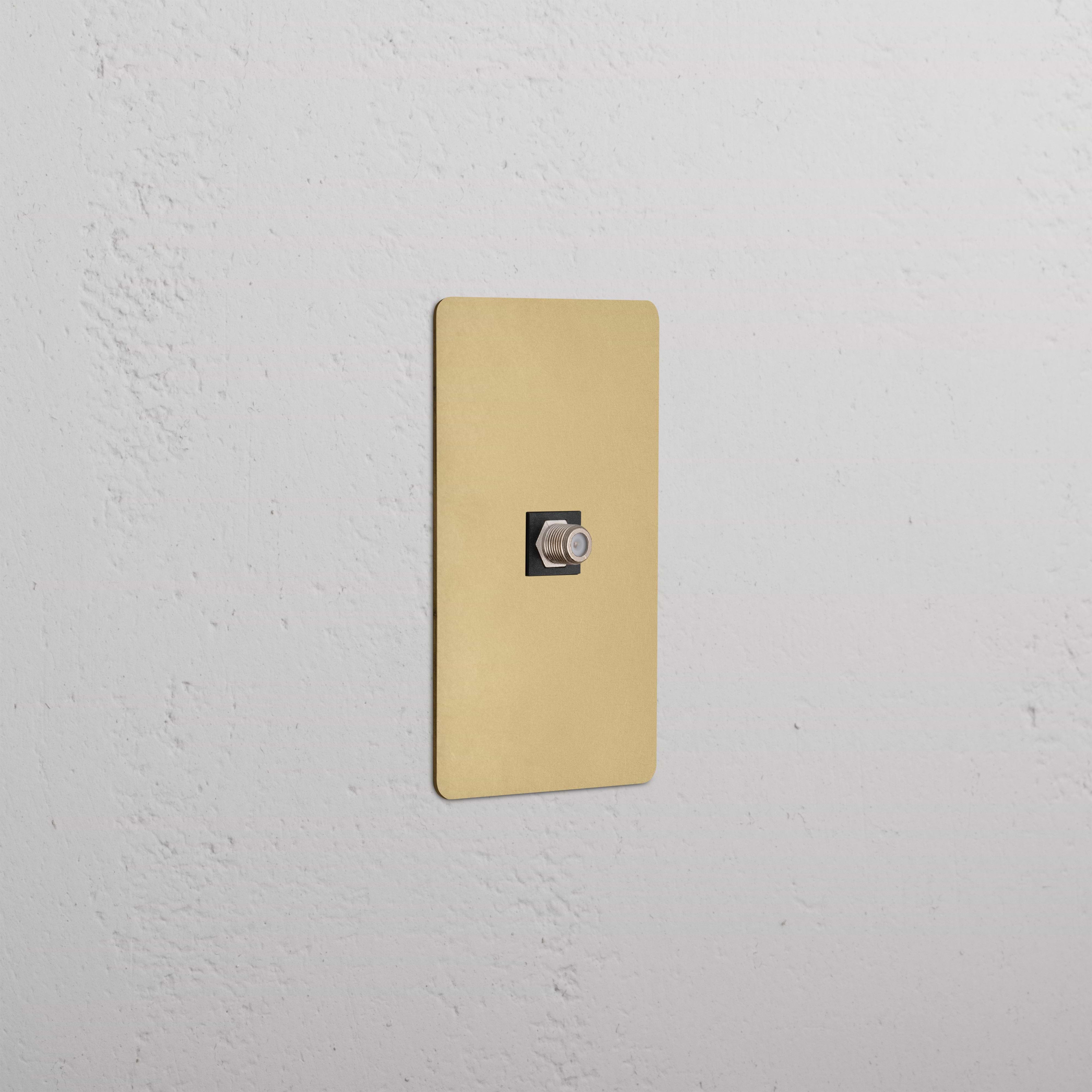 Kew 1G Satellite Keystone in antique brass black finish, single-gang wall plate for satellite connections.
