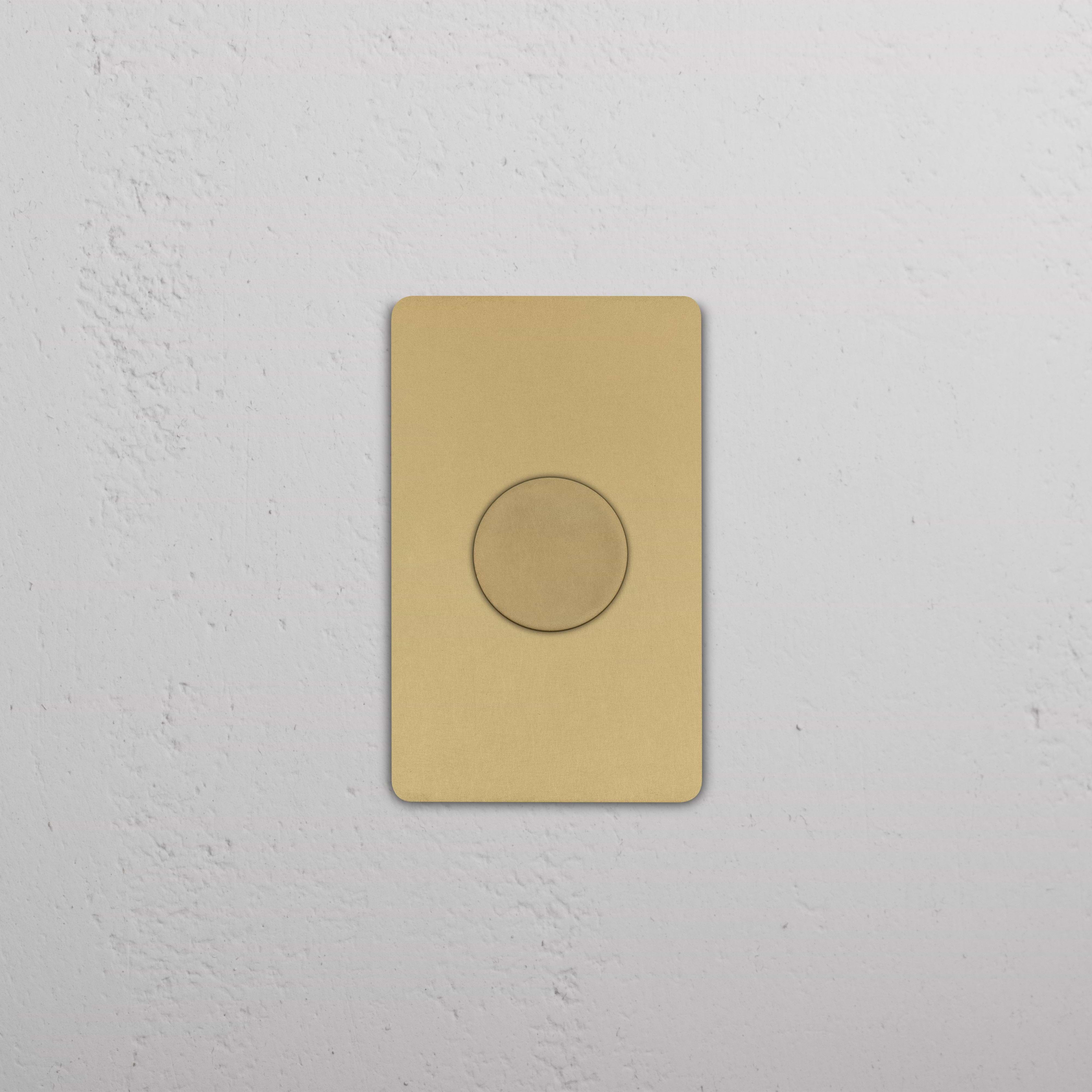 Grove 1G Dimmer Switch in antique brass with gold rectangular plate and round dimmer knob.