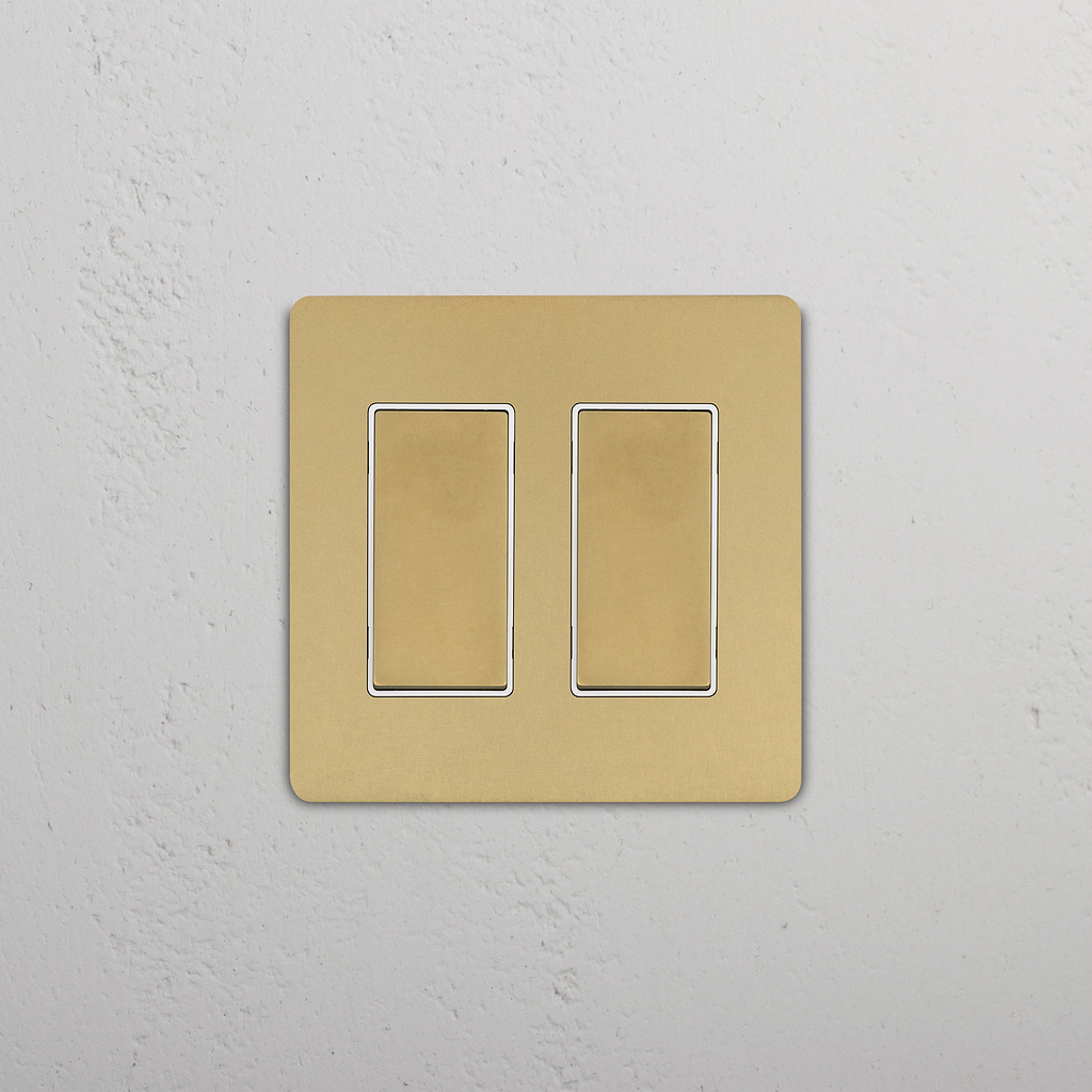 Grove 2G Rocker Switch Antique Brass White | Switches & Dimmers