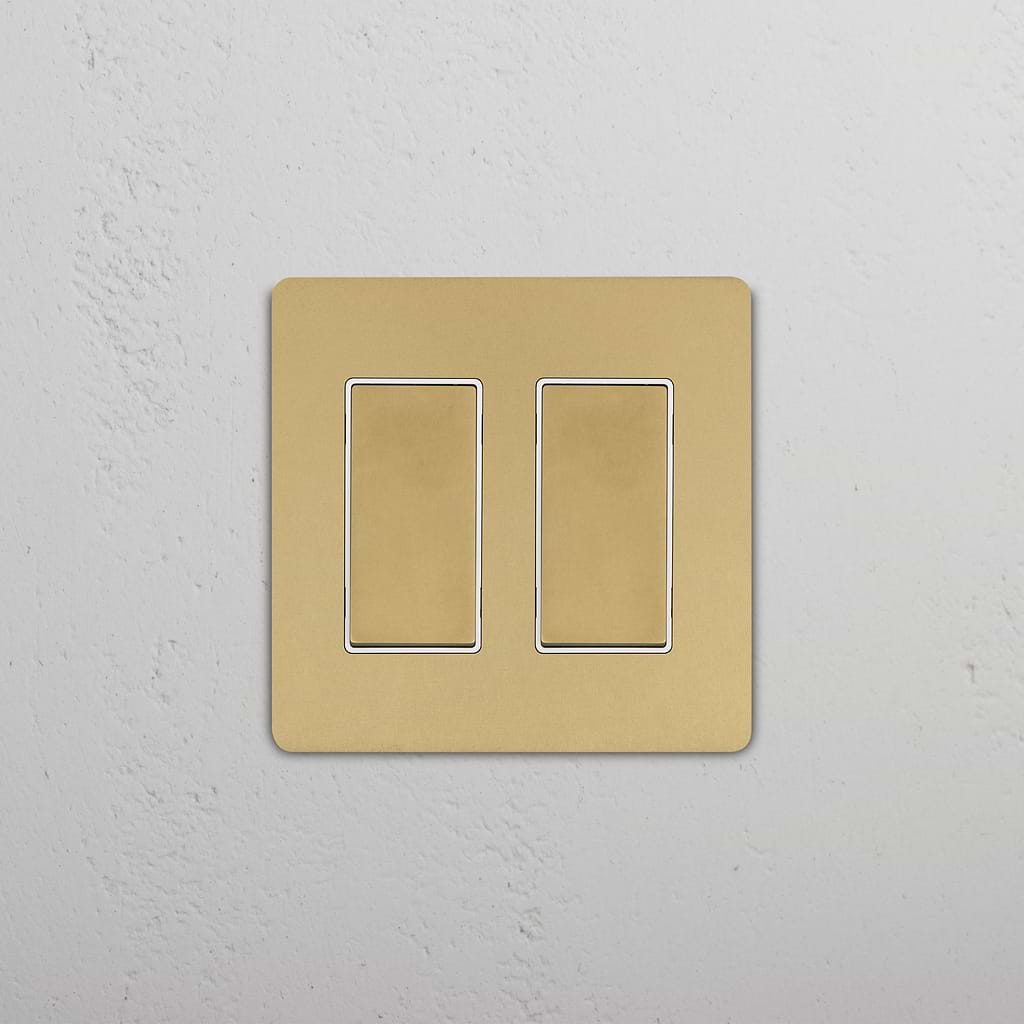 Grove 2G Rocker Switch Antique Brass White | Switches & Dimmers