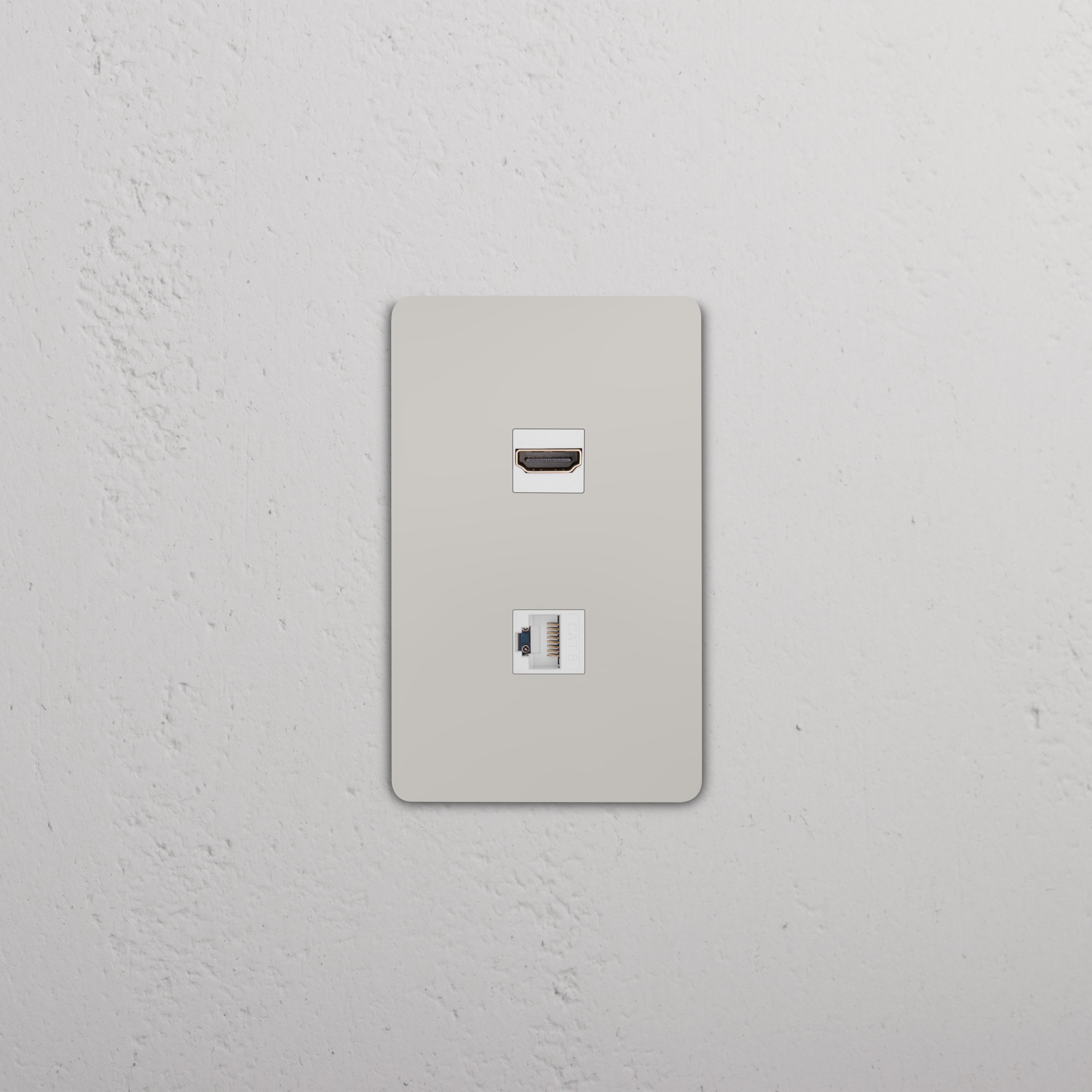 Grove 1G HDMI & CAT 6 Keystone in polished nickel black with HDMI and Ethernet ports on a wall plate.
