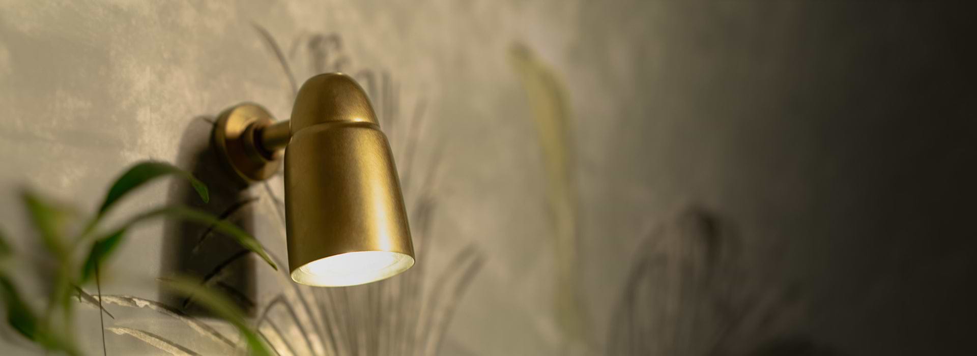 antique brass Baylis double 50mm spotlight on ceiling