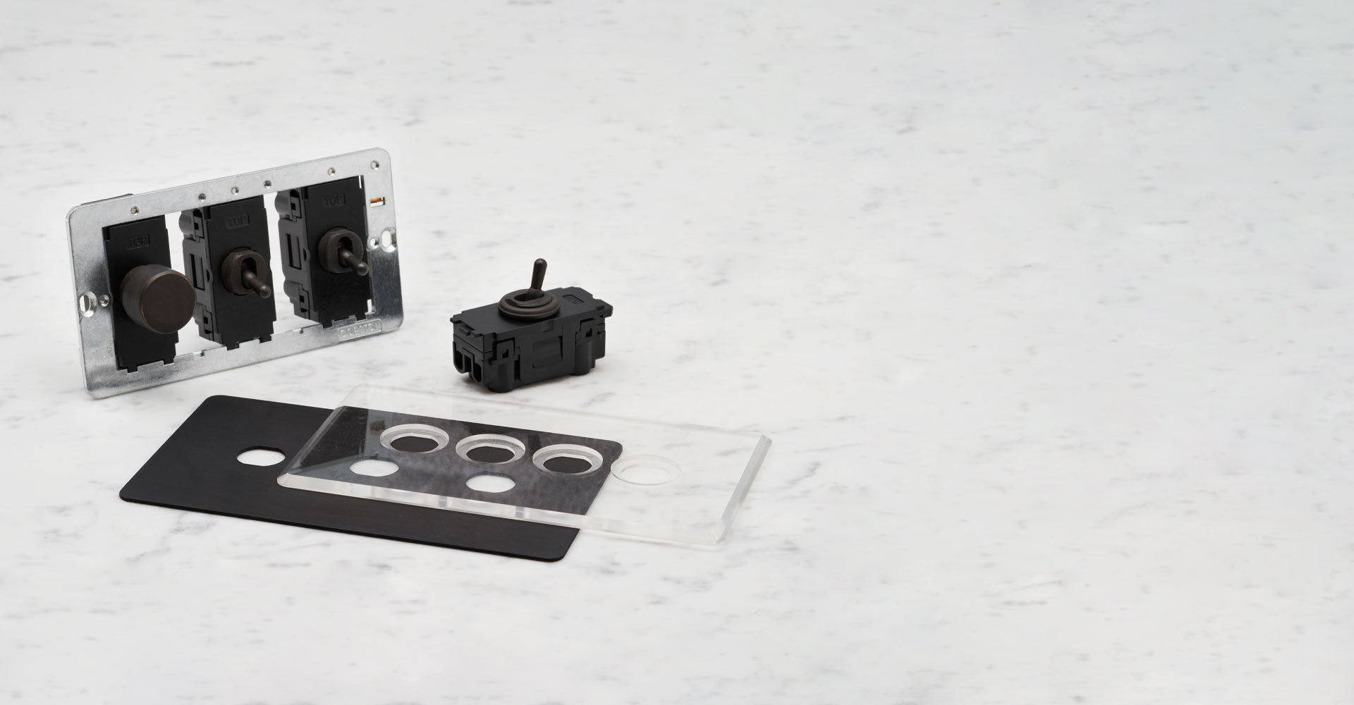 bronze components dimmer and toggle switches