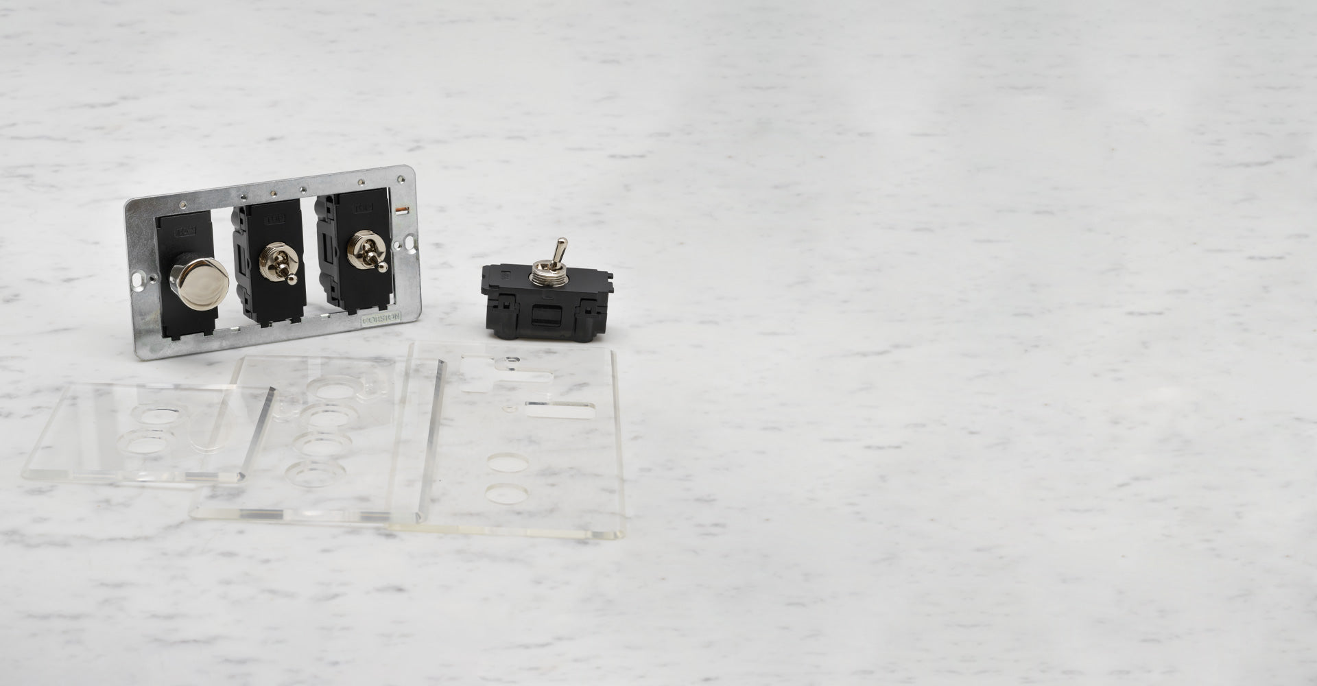 Polished Nickel components dimmer and toggle switches