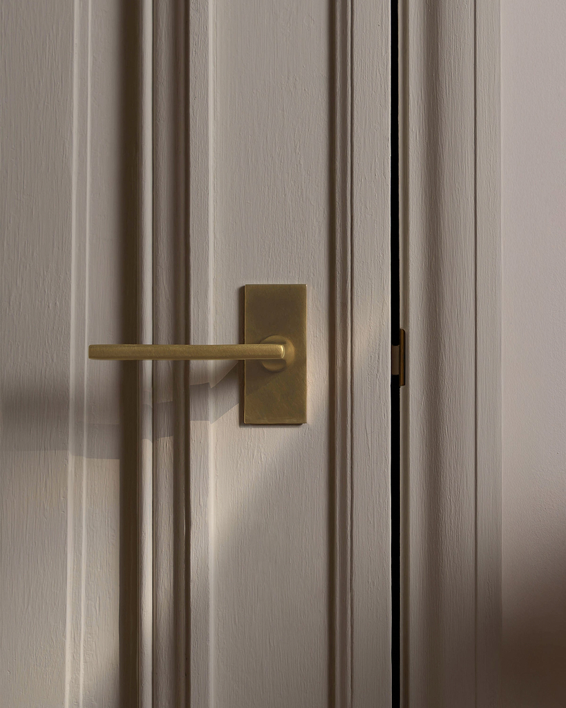Clayton Short Plate Sprung Door Handle Antique Brass | Door
