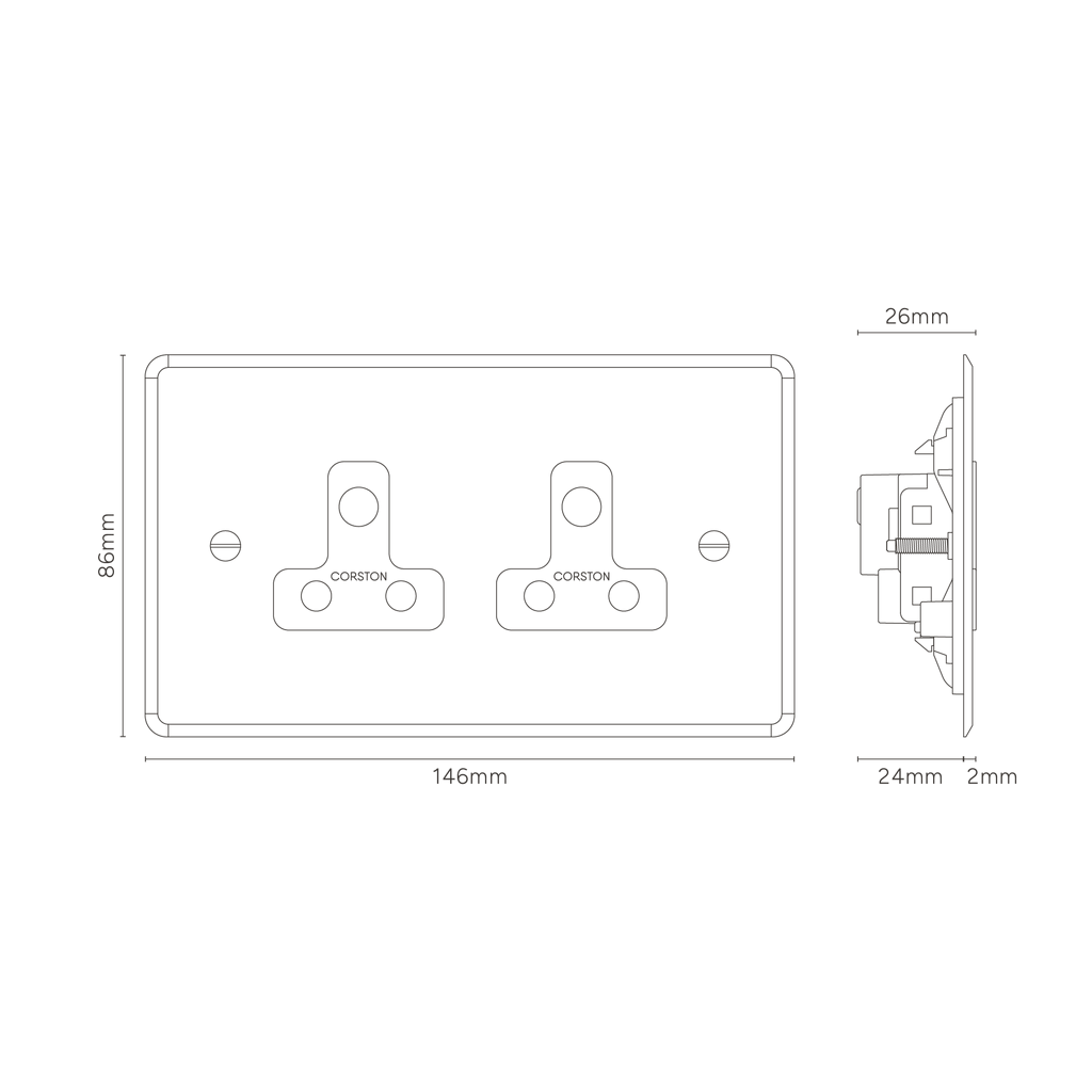 Double 2x 5A Light Socket Clear Black | Sockets & Modules