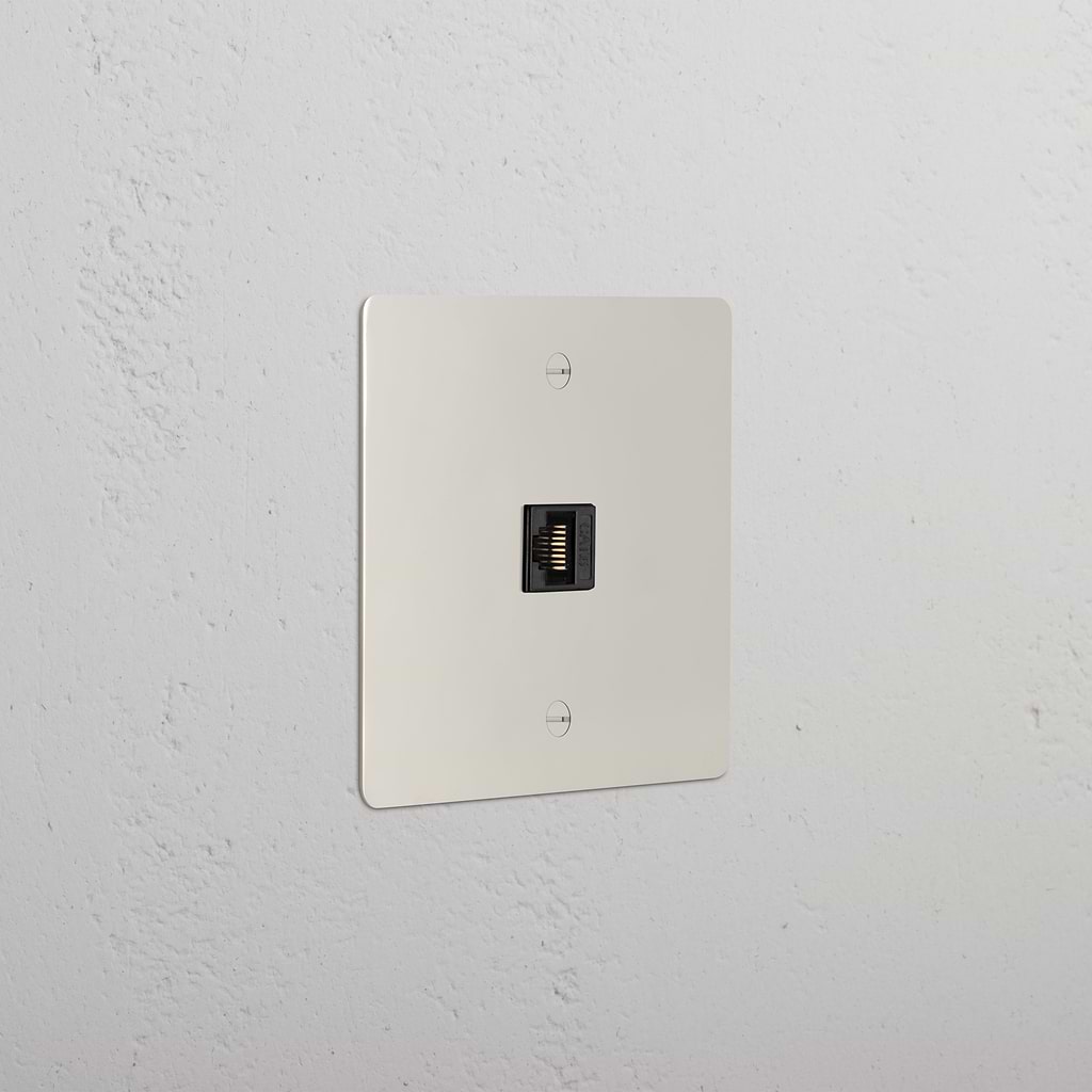 Single CAT6 Socket Polished Nickel Black | Sockets & Modules