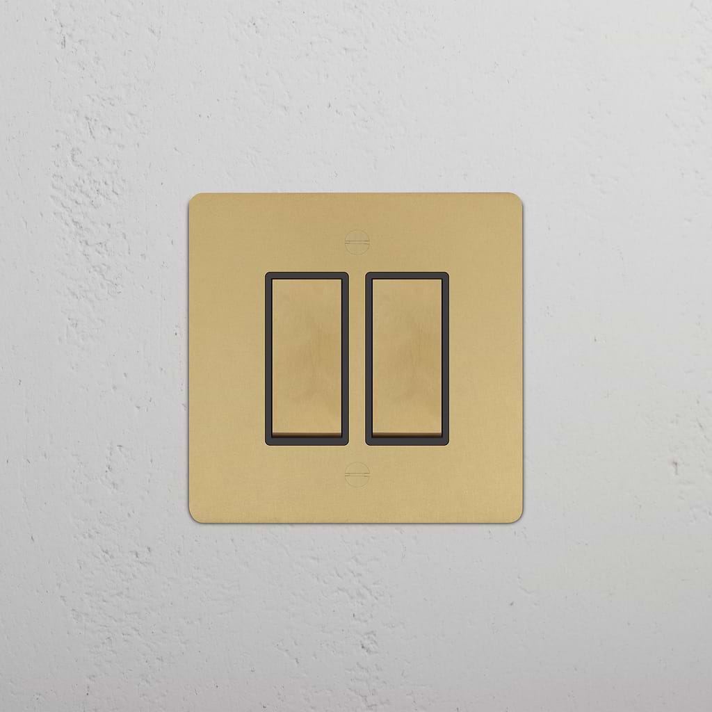 2G Two Way Rocker Switch Antique Brass Black | Switches & Dimmers