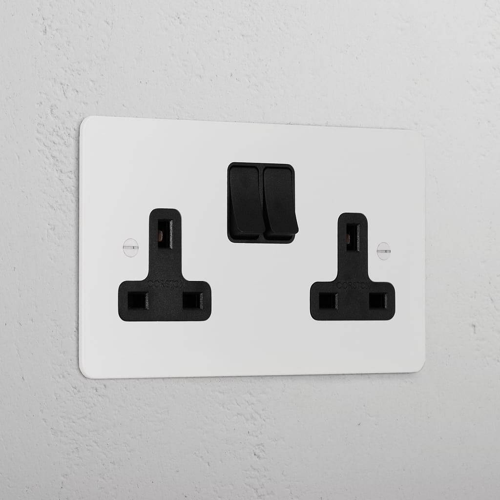 Double Socket Paintable Black | Sockets & Modules