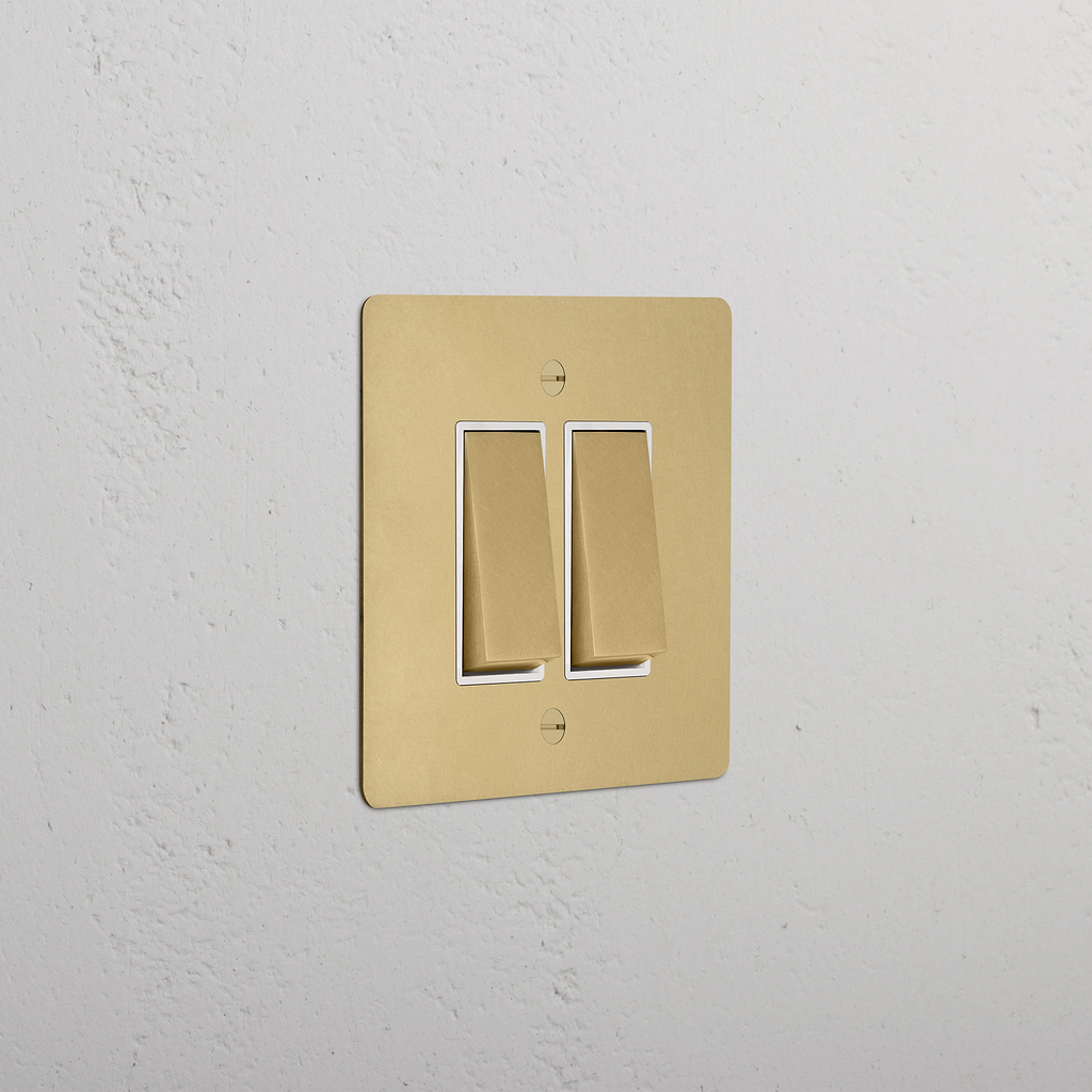 2G Two Way Rocker Switch Antique Brass White | Switches & Dimmers