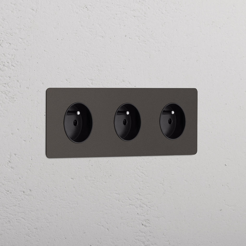 Kew Triple 3x Swiss Type J Socket Bronze Black | Sockets & Modules