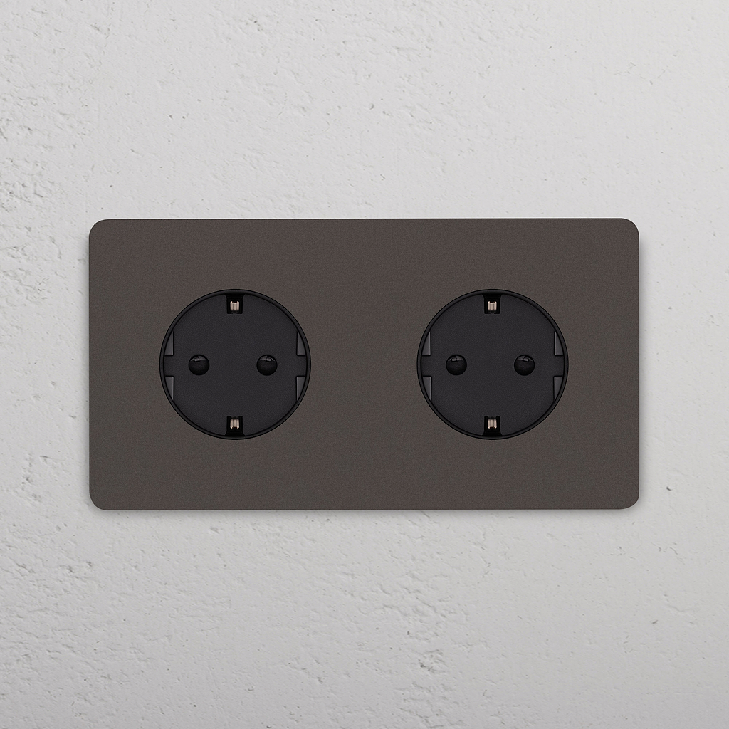 Grove Double 2x Schuko Type F Socket Bronze Black | Sockets & Modules