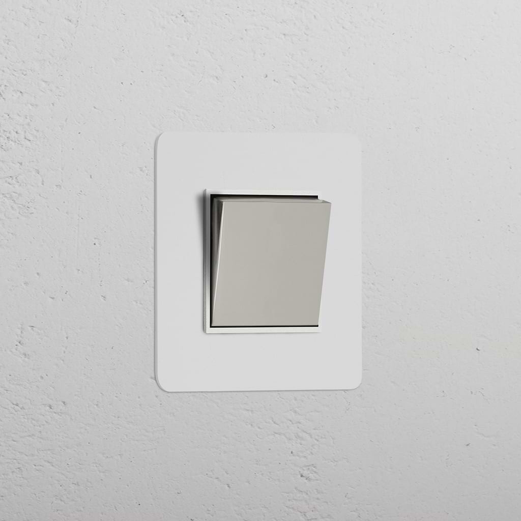 Kew Single Retractive Rocker Switch Paintable Polished Nickel White ...