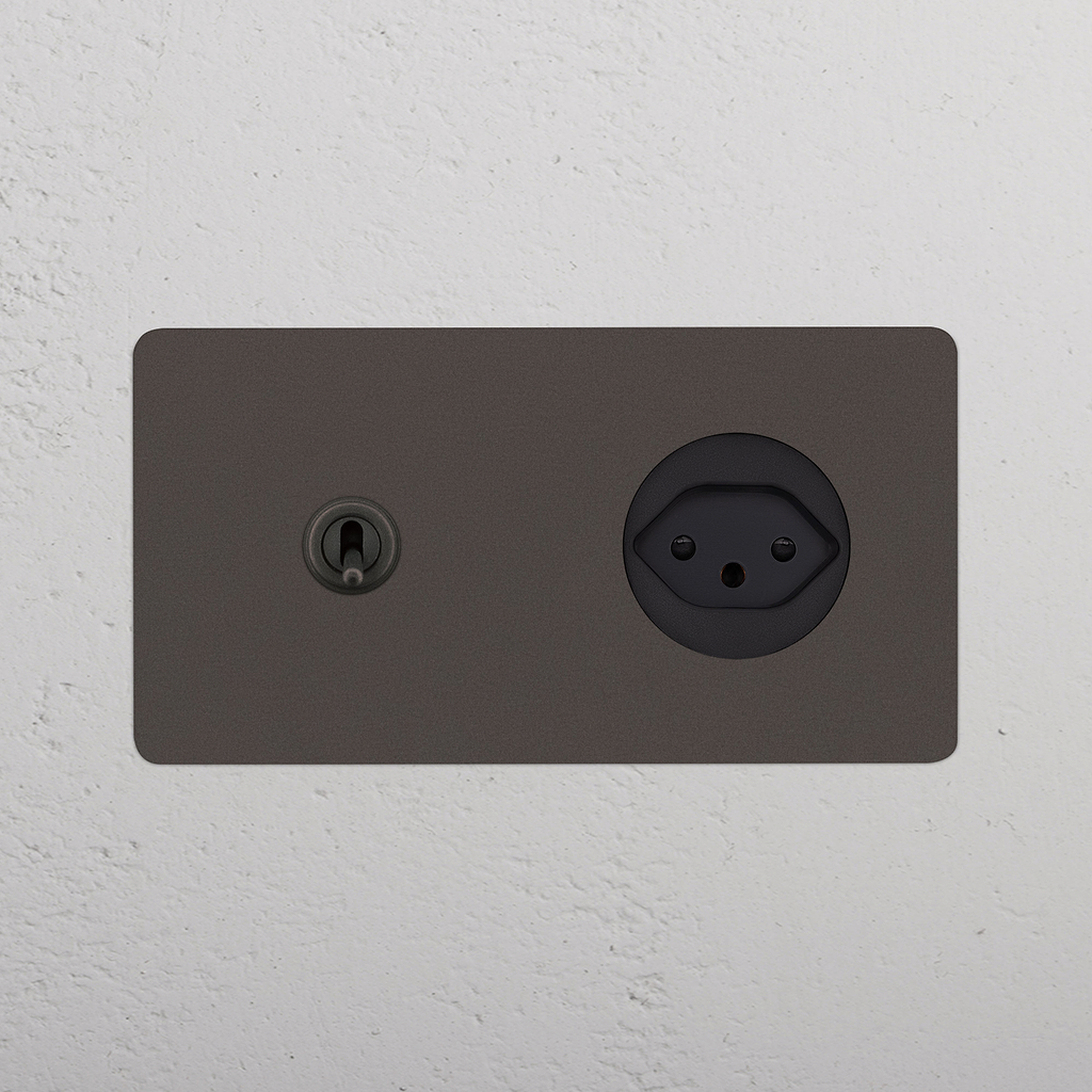 Kew Double Toggle Switch & Swiss Type J Socket Bronze Black | Switches ...