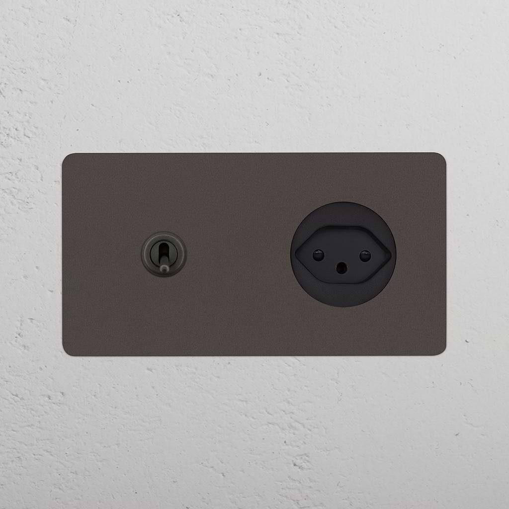 Kew Double Toggle Switch & Swiss Type J Socket Bronze Black | Switches ...