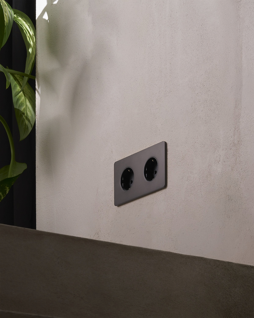 Grove Double 2x Schuko Type F Socket Bronze Black | Sockets & Modules