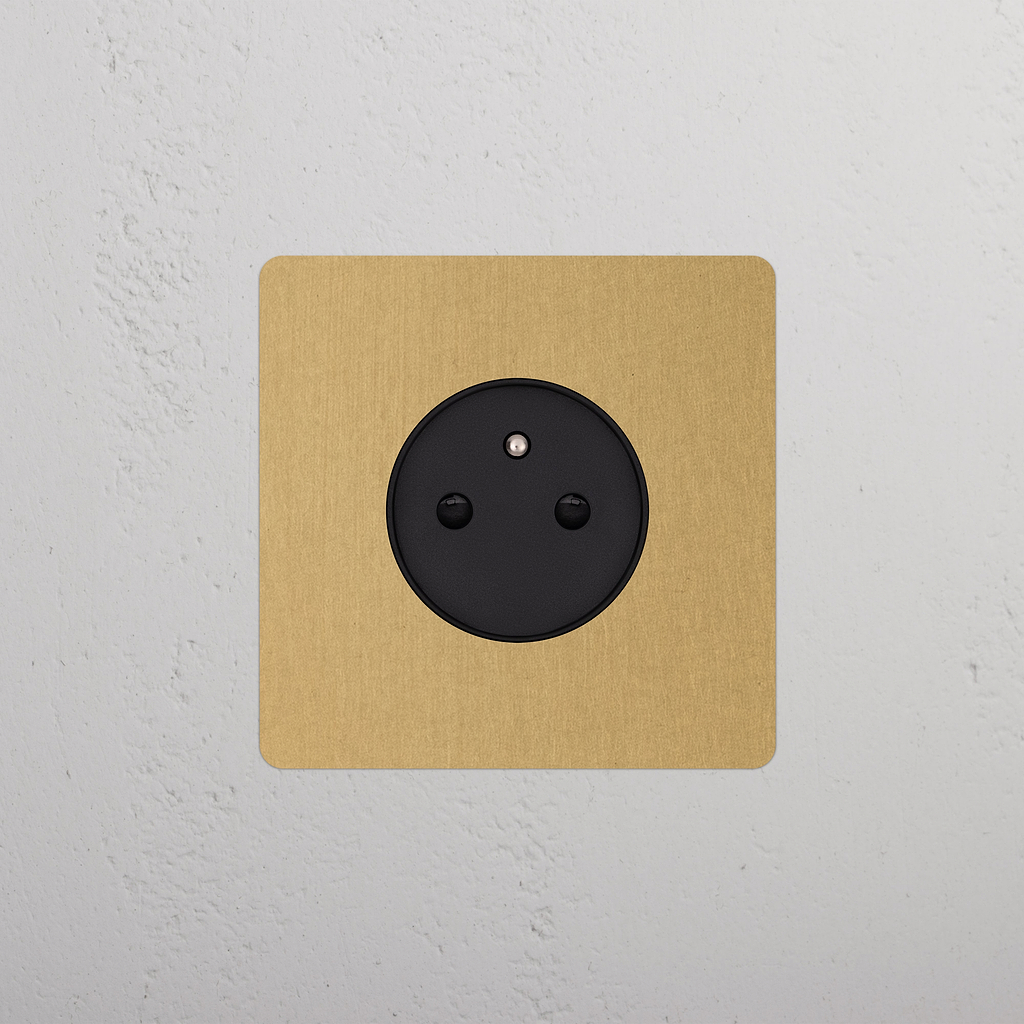 Kew Single French/Belgian Type E Socket Antique Brass Black | Sockets ...