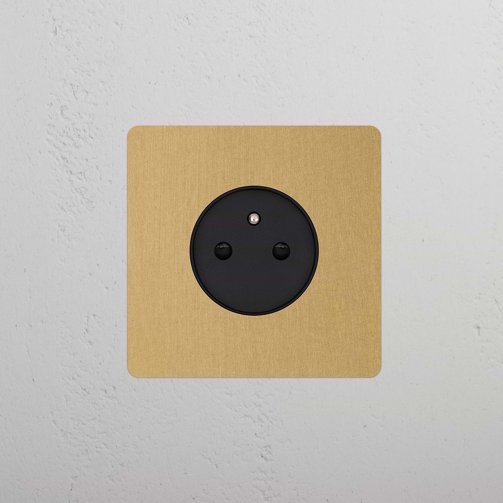 Kew Single French/Belgian Type E Socket Antique Brass Black | Sockets ...