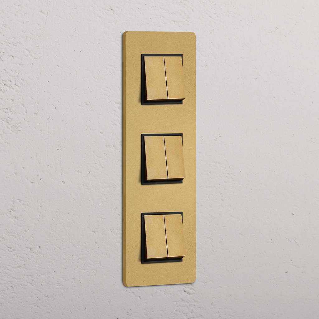 Grove Triple 6x Vertical Rocker Switch Antique Brass Black | Switches ...