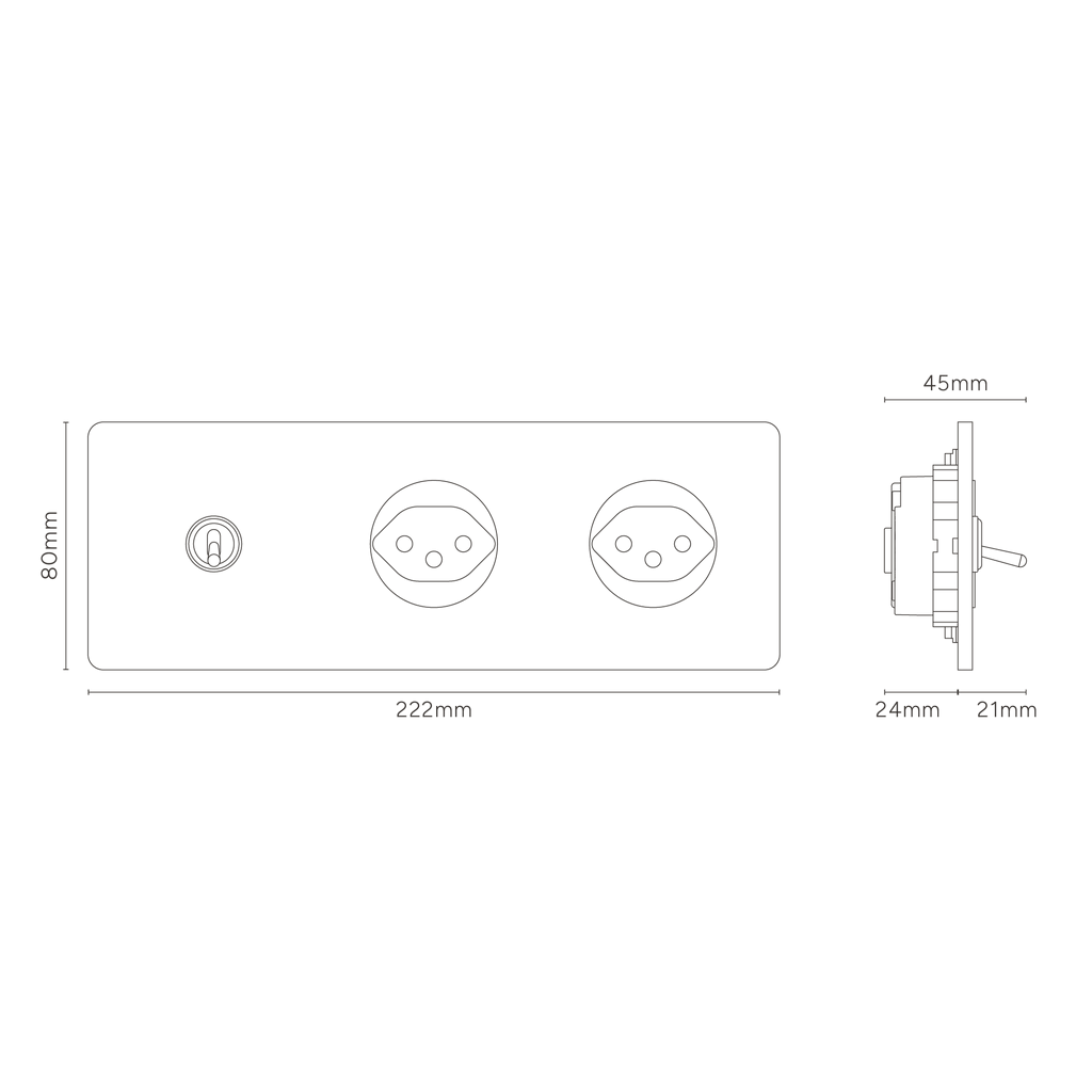 Grove Triple Toggle Switch & Swiss Type J Socket Antique Brass Black ...