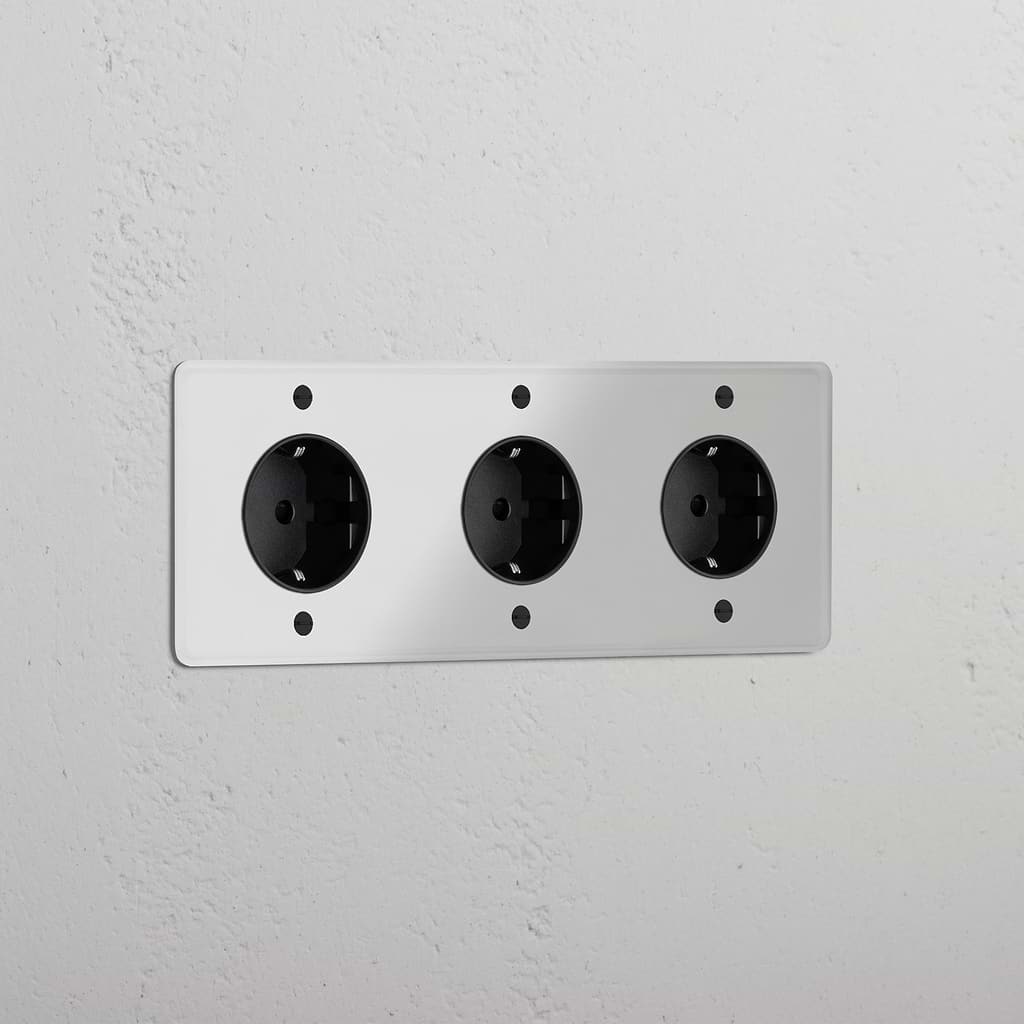 Kew Triple 3x Schuko Type F Socket Clear Black | Sockets & Modules