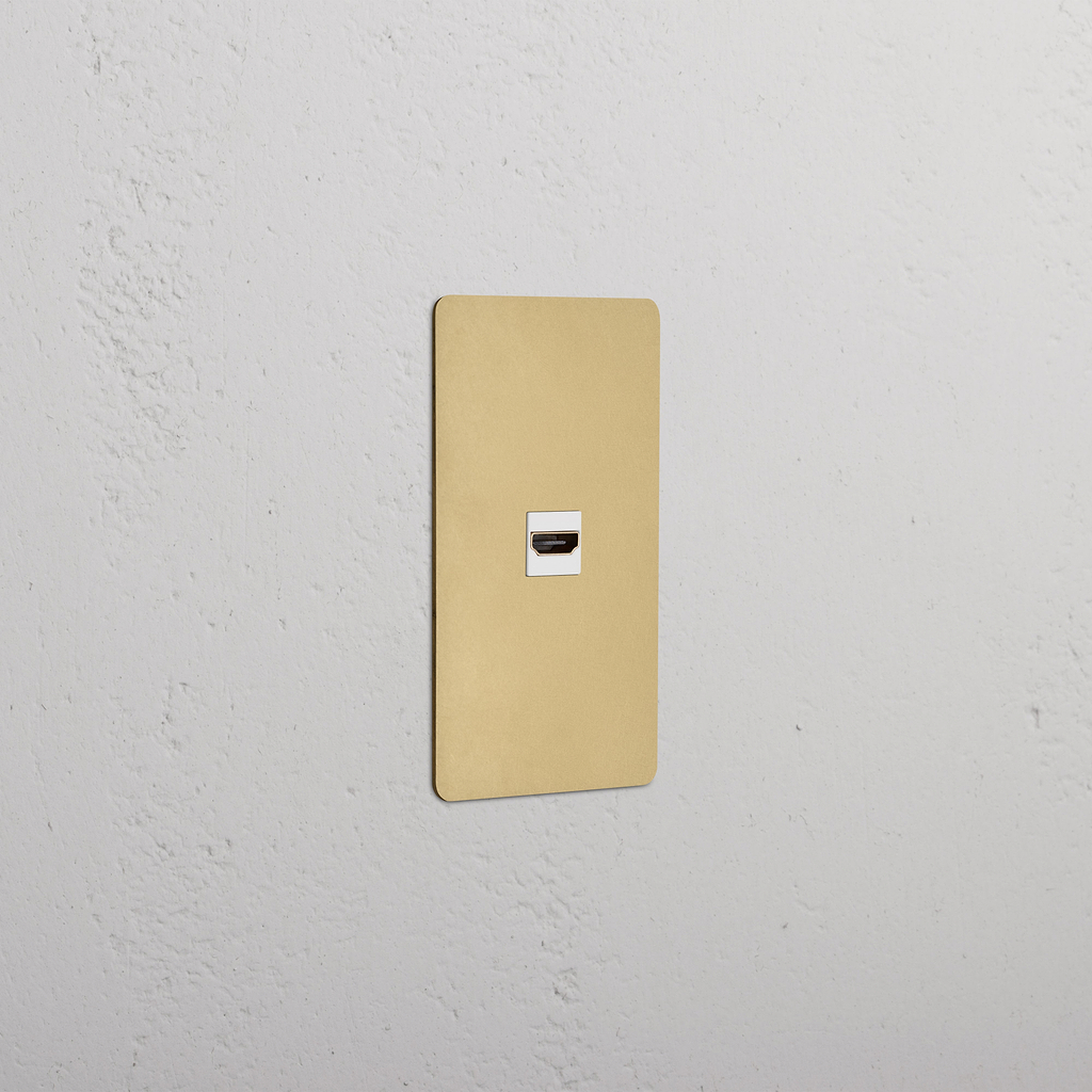 Kew 1G HDMI Keystone Outlet Antique Brass White | Outlets & Modules