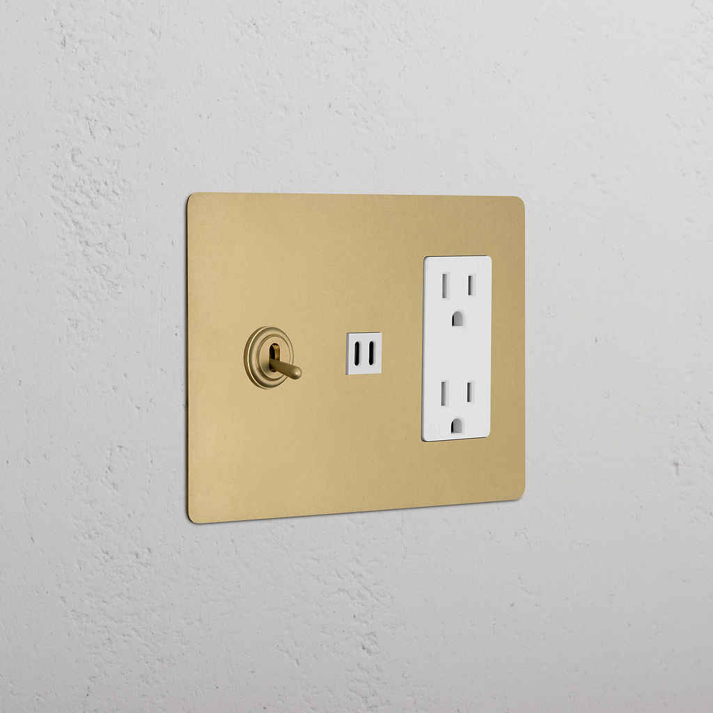 Kew 3G Toggle Switch & Outlet & Fast Charge USB Antique Brass White ...
