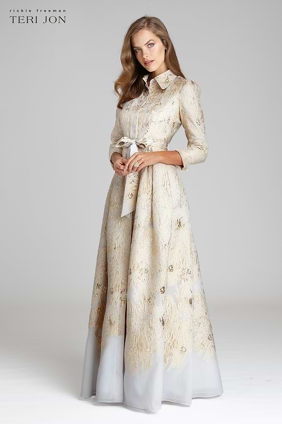 white and gold mother of the bride dress Print V-Neck Knee Length Mother Of Bride Dress