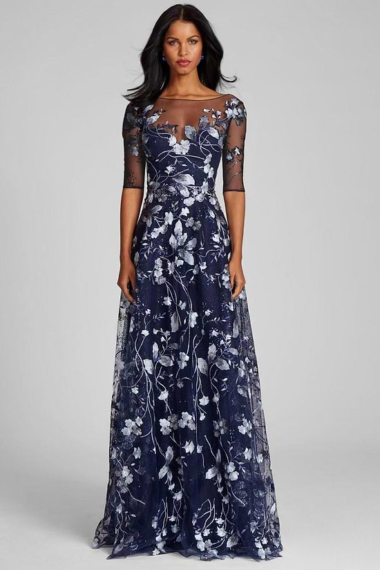 sachin and babi light blue dress Plus Womens' ELegant Mother-of-the-Bride Gown: Lace Bodice with Chiff –  Curvepretty main image 1