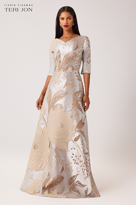 Crepe Fitted Sleeve Gown