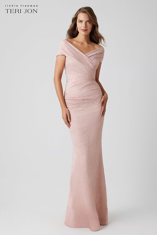 Floral Embroidered Tulle One Shoulder Gown