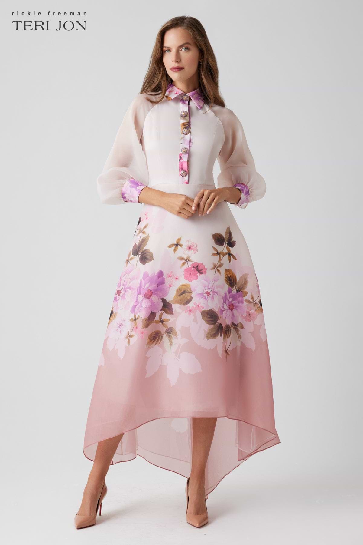 Floral Cotton Midi Shirt Dress