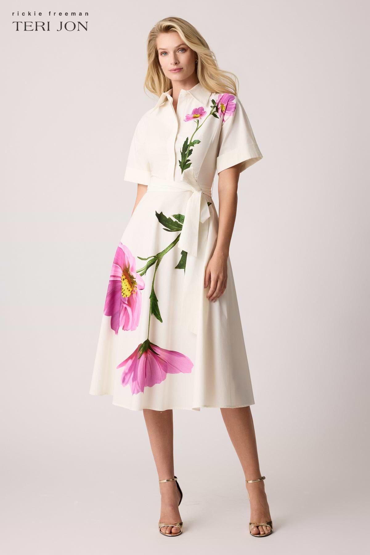 Floral Cotton Midi Shirt Dress