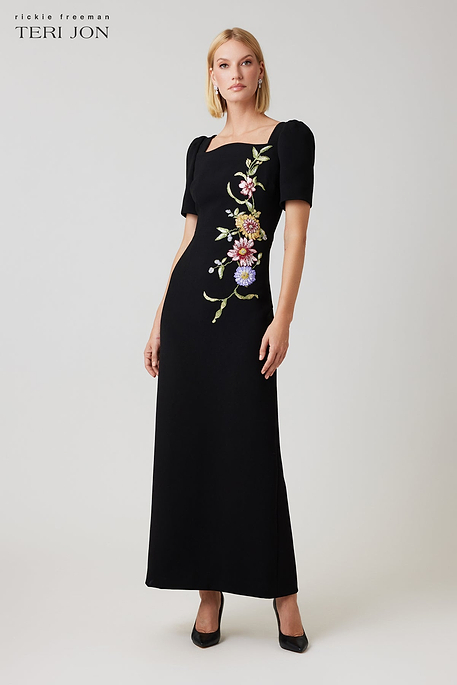 Crepe Fitted Sleeve Gown