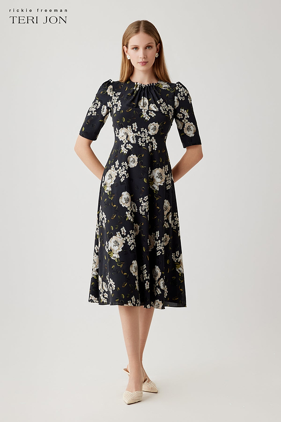 blue embroidered dress Blue Audra Embroidery Midi Dress main image 0