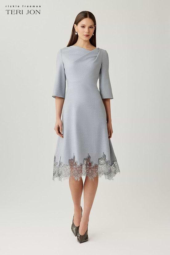 gray lace cocktail dress Silver Grey A Line V Neck Long Sleeves Lace Prom Dress, Silver Gray La jbydress