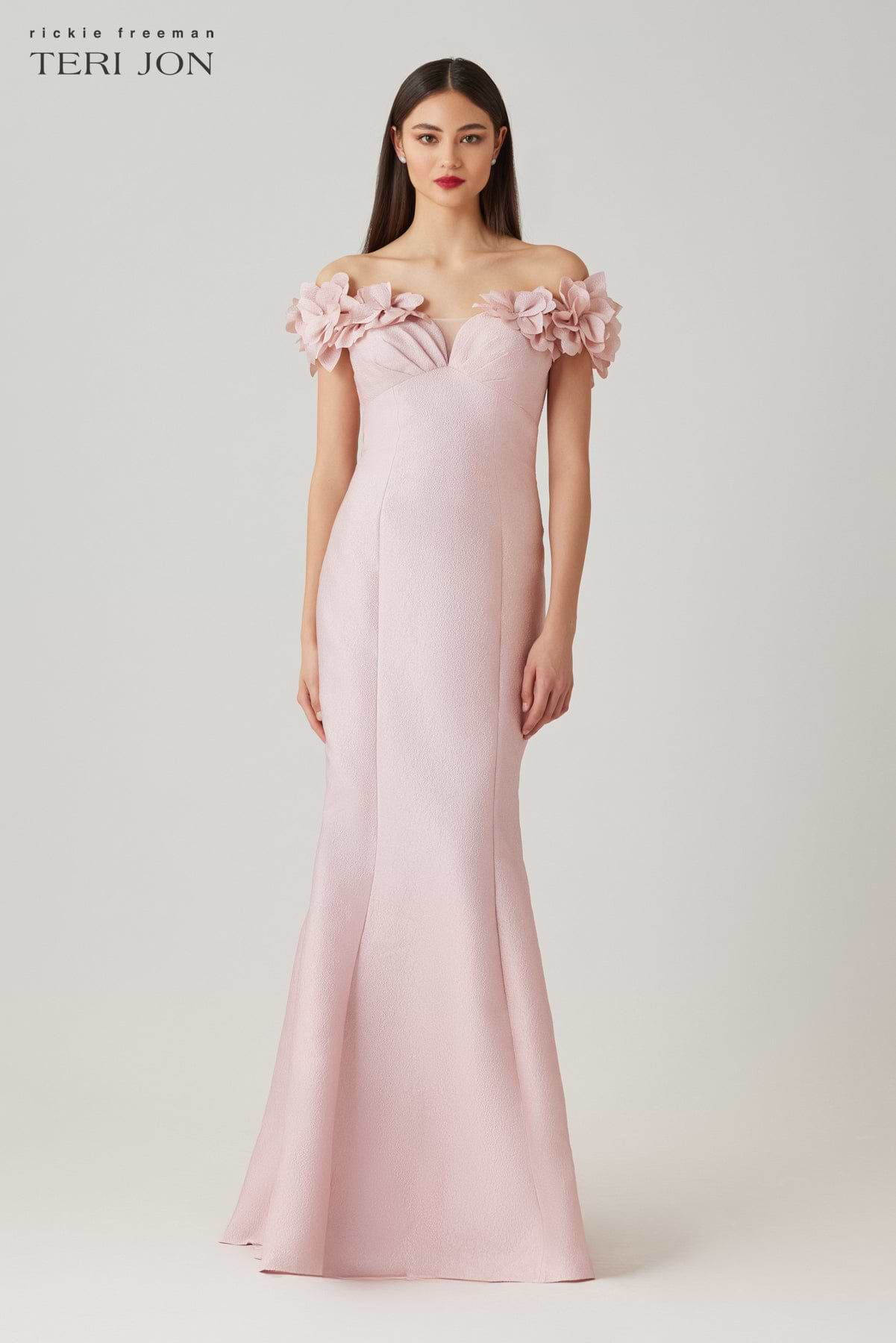 Chiffon Cloud Print Mock Neck Halter Drop Waist Gown