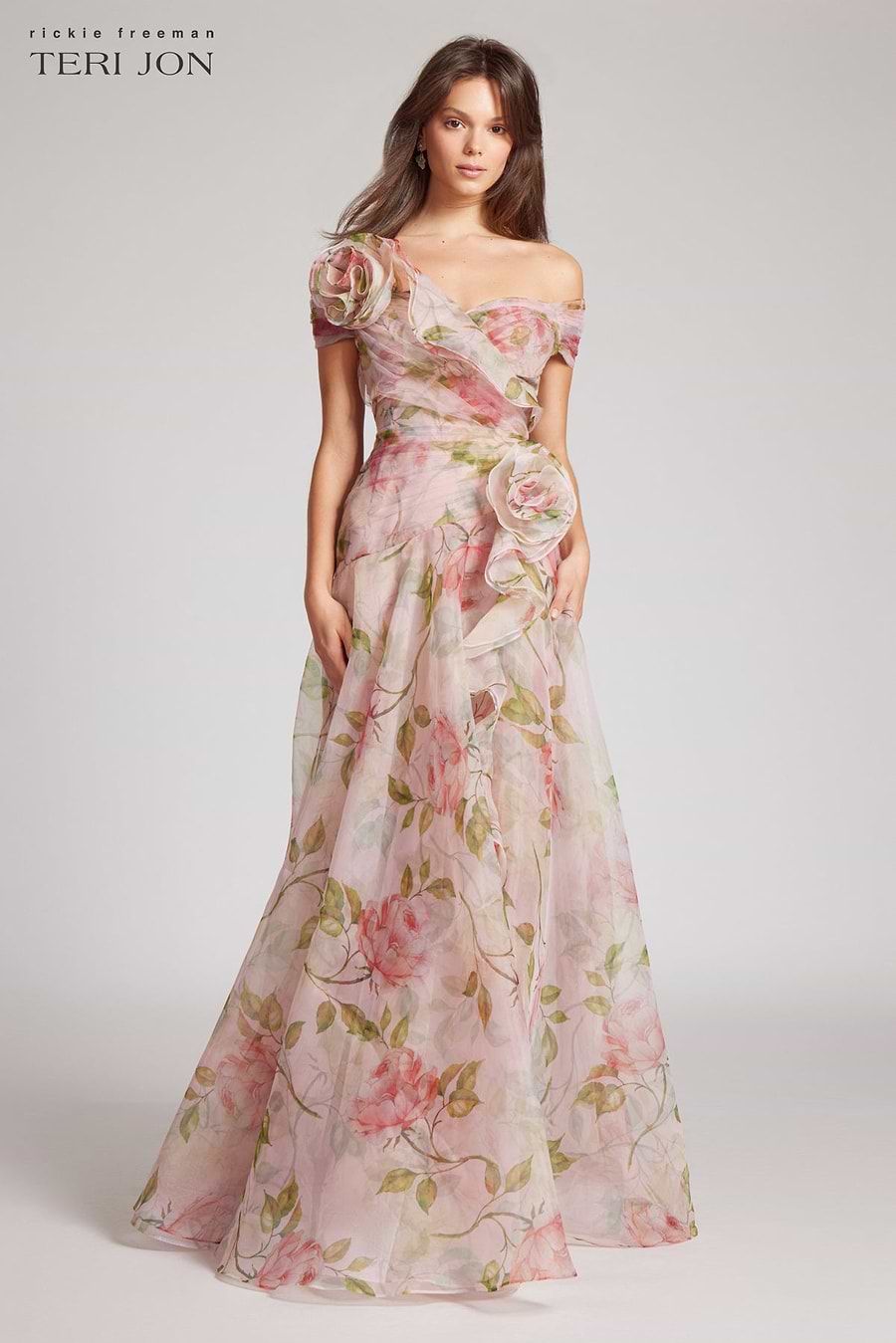 Off the Shoulder Organza Floral Gown Terijon.com Off the Shoulder Organza Floral Gown Terijon.com