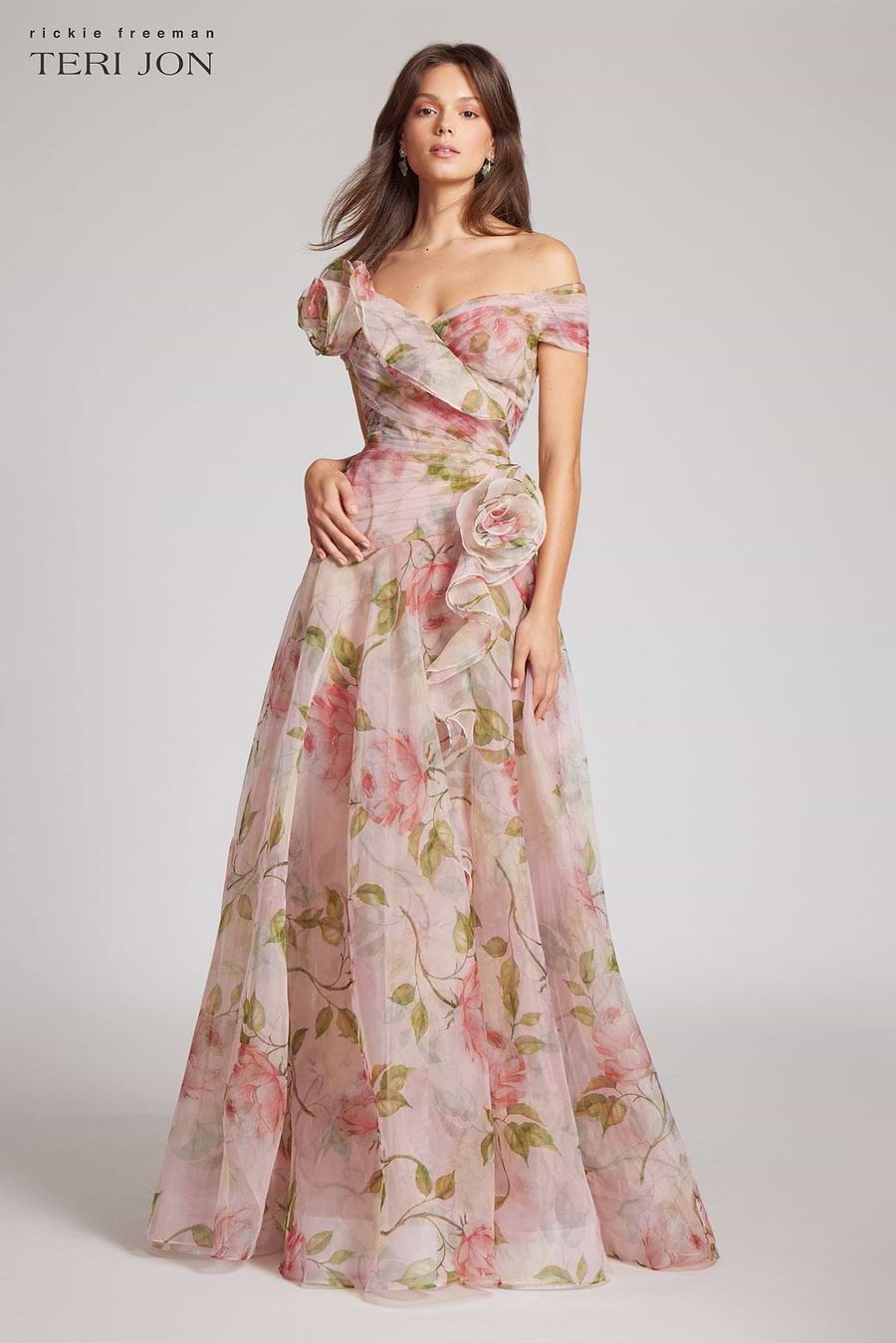 Off the Shoulder Organza Floral Gown – Terijon.com