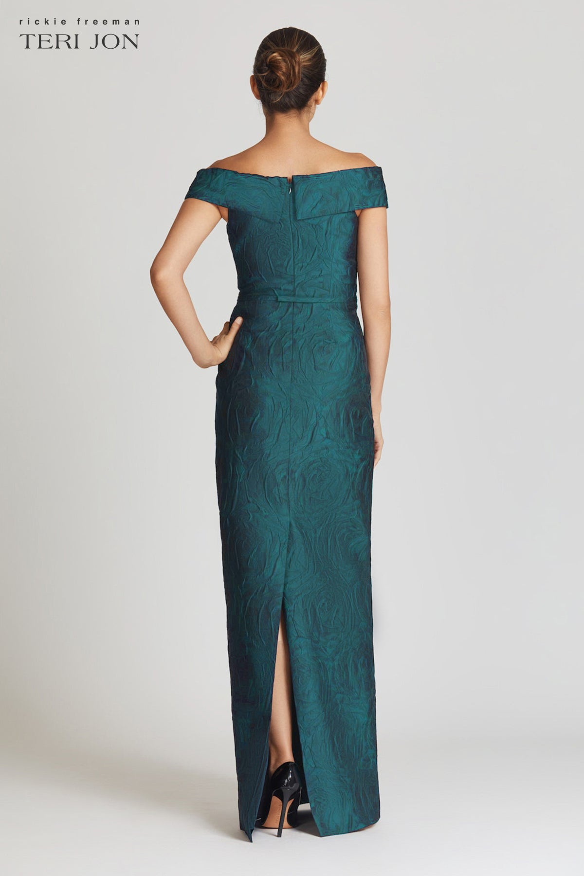 Off The Shoulder Jacquard Gown – Terijon.com