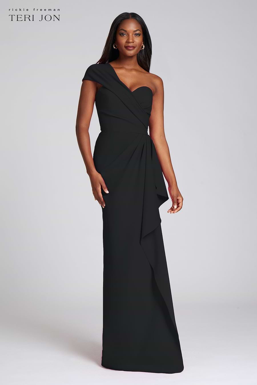 one shoulder dress for women Adrianna Papell Women's One-Shoulder Dress - Navy Sateen